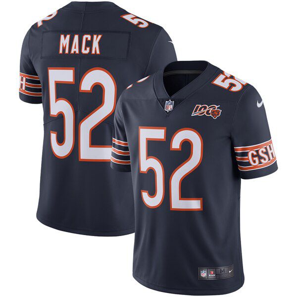Men Chicago Bears #52 Mack Blue Nike 2019 100th Season Alternate Classic Retired Player Limited NFL Jerseys